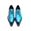 Metal Toe mens chaussures formelles en cuir véritable oxford pour hommes chaussures habillées italiennes chaussures de mariage Blue Snake Skin Print brogues