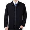 brand Men's Simple Solid Color Jacket Spring Coat Middle Aged and Old Casual Lapel 211217