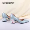 SOPHITINA Mature Stylish Pumps Shoes Women Mid Heels Basic Flower Office Lady Shoes Soft Spring Autumn Pointed Toe C172 210513