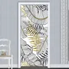 PVC Selbstklebende wasserdichte Tapete 3D Tropische Pflanze Golden Line Türaufkleber Wohnzimmer Schlafzimmer Home Aufkleber Kunst 3D Aufkleber 210317