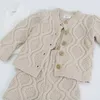 Ensemble de vêtements pour bébés garçons et filles, Cardigan, pull et short, costume en tricot pour nourrissons, Style coréen, automne et hiver, 2108045474142