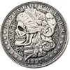 HB08 Hobo Morgan Dollar Skull Zombie Skeleton Copys Coins Ornamentos de artesanato de latão Acessórios para decoração de casa7503972