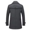 Men's Wool Men's & Blends Coat Of Mixtures Mainly For Autumn And Winter Solid Colour Resistant To Cold Double Collar Casual Man's