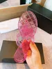 Crystal Transparent Flat Sandals Summer Cool Jelly Shoes Borded Mesh Sandals Designer Lady Pool Muller Muller Slippers con Box5125290
