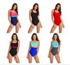 Women's swimsuit, fashion cover belly show thin body sexy small chest gathering conservative large size bare back solid color beach party