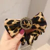 1PC Satin Bogen Haarband Für Frau Einfache Elastische Seil Leopard Print Haar Ring Gummiband Headwear Zubehör