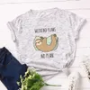 100% coton femmes T-Shirt paresseux paresseux week-end Plans pas de plans imprimer col rond manches courtes été femme t-shirts haut W739 210526