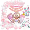 56pcs / Set Baby Shower Girl Party Décorations C'est Une Fille Bannière Momie À Être Bandoulière Po Props Baby Shower Balloon 211216