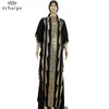 Etniska kläder 2 stycken Set Lady Long Dress Women O Neck Short Sleeve Loose 2022 Fashion Maxi Silk Sequin African