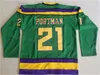 Movie Green 1993 Vintage Hockey su ghiaccio 99 Adam Banks Maglie retrò 96 Charlie Conway 21 Dean Portman 44 Fulton Reed 33 Greg Goldberg 66 Gordon Bombay 8 Teemu Selanne YaZi