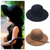 Caps Hats Vintage Kids Girls Felt Fedoras Hat Solid Color Bowknot Wide Brim Wool Children Floppy Panama Cap1395636