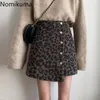 Nomikuma Streetwear Vita alta Gonna leopardata Donna Autunno Bottoni laterali Irregolare Retro Mini gonne Donna Faldas Mujer 3d086 210514