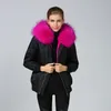 Lavish Rose Roscoon Furs Trim Trument Hood Party Snow Parka Meifeng Brand Brand Brabine Burn Clined черный бомбардировщик нейлоновая куртка