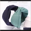 Haimeikang Solid Color Doek Cross Hairband Turban voor Dames Lady Breed Plastic Hoop Bezel Bands Accessoires 37FDV KK0DB