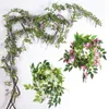 2M Wisteria Artificial Flower Vine Ivy Leaf Garland Rattan String Flowers Wedding Arch Decoration Home Garden Party Decor