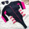 Maillots de bain pour femmes 4 couleurs Splicing Rash Guard One Piece Mesh Patchwork Maillot de bain Femmes Surf Swim Zip Manches Longues Baigneur Maillot de bain