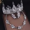 Edle lila kristall brautschmuck sets halsketten ohrringe crown tiaras set