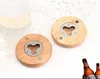 Creativo in legno a forma rotonda apri bottiglia di birra sottobicchiere magnete per frigorifero decorazione bottiglia di birra cavatappi durevole bar utensili da cucina