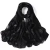 Четыре клевера горный хрусталь шифоновый шарф хиджаб мусульманский простой вуаль шарфы 2021 оголовье для женщин исламские головные платформы головки тюрбана