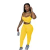 Femmes Survêtements Deux Pièces Ensemble Designer Sexy Sling Pantalon Casual Sport Couleur Unie Slim Jarretelles Pantalons Tenues