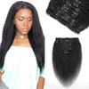 Kinky prosty klip w ludzkich przedłużeniach włosów 120G Malezji gruboziarniste klipy Yaki Ins for Black Women Double Weft