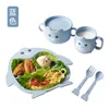 6 sztuk / zestaw Baby Bambusowe Potrawy Włókna Kreatywny Kształt Kształt Kształt Podziel Podzielone Dzieci Stołowe Kid Food Plate Baby Learning Dishes Cup 210226 2243 Y2