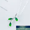 Einfache Suspension Sommer Halskette Charme tibetische Splitter klassische Pflanze grünes Blatt lange Halsketten für Frauen Dame KXL1065