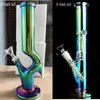 Bagliore di notte Vaso di fiori colorati con Rocket Bubbler Vapor Narghilè Pipa ad acqua 14mm Bong in vetro congiunto Dab Rig