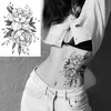 Temporary Tattoo Stickers Waterproof Black Rose Peony Flower Design Leg Arm Tattoo Flash Fake Tattoo Sleeves For Men Women Girls9072719