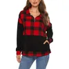 Felpe con cappuccio da donna Felpe Sagace Inverno 2022 Felpa Harajuku con scollo a V Color Block Plaid Top Donna Moda coreana Streetwear Casual P