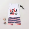 bambini Set per bambini in American baby summer stampa lettera gilet pantaloncini vestito Giorno dell'Indipendenza in due pezzi