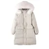 Winter Women White Duck Down Jacket Grande Grande Relata Relata Collar Capuz Casaco Com Capuz Longo Thesso Neve Overcoat 210430