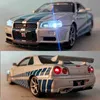 日産スカイラインアレスR34およびR35メタルトイカー高シミュレーション玩具カーモデルデタッチャブルコレクション132294K3915328