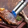 Electric Pepper Mill Gravity Induction Stainless Steel Salt Spice Grinder LED Light Kitchen Tool 210713