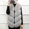 Womens Winter Faux Fur Warm Vest Gilet Ärmlös Waistcoat Jackor Coat Outwear 211207