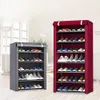 Multi Tiers Dust Proof Portable Steel Stackable Storage Non-Woven Fabric Shoe Stands Organizer Closet Home Holder Shelf Cabinet X0803