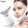 NXY Face Care Devices Ckeyin V -vormige gezichtsoplossingapparaat Slankerend gezicht Trachering Machine Red Light Therapy Neck EMS Massager Verwijdering Dubbele kin 0222