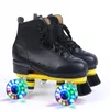 Volwassen Inline Roller Skates Kunstleer Dubbele Lijn Dames Heren Twee Skate Schoenen Patines met Wit PU Flash Skate Shoe