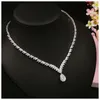 Beidal Pendants Jewelry Sets Cubic Zirconia Wedding Necklace and Earrings Luxury Crystal Bridal Jewelry Sets For Bridesmaids 21032198I
