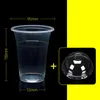 PC's 400 ml 6G Disposable Clear Cups met een gat dome-deksels voor theefruit (zoals afgebeeld) schotels