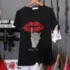 Loose large size 3XL cotton drilling black T-shirt short sleeve summer Korean version Tees diamonds Trend Tops 210623