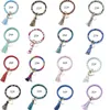Mode Rainbow PU Läder Round Tassel Armband KeyRing för Kvinnor Trendiga Big Circle Gringe Spot Keychain Tillbehör