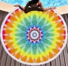 Das neueste 150 cm große, runde, bedruckte Strandtuch im Regenbogen-Spiral-Stil, Mikrofaser, weiche Quasten, unterstützt individuelles Logo