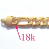 18 k Сплошное золото подлинное отделка штампованная 10 мм тонкая фигаро -хжелак цепи