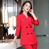 Plus storlek kvinnors höst och vinter kostym byxor tvådelat högkvalitativt kontor arbete kläder elegant jacka kvinnliga byxor 210527