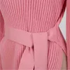 Coréen tricoté pull à col roulé pull femmes automne hiver manches bouffantes à lacets mode décontracté femme hauts chandails 210513
