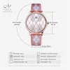 LMJLI - Shengke Frauen Uhr Leder RelogioFeminino Vintage Plaid Armbanduhr Dame Leder Uhr Mädchen Uhren Womans Reloj Mujer