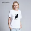 Moinwater Women Casual Summer T Shirts Fashion Lady 100% Cotton White Tees Korte mouw Zwarte T -shirt Tops voor vrouw 210317