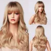 Syntetiska peruker Henry Margu Ombre Red Brown Copper Ginger Long Wig For Women Natural Wave with Bangs Heat Motent Cosplay Hair3089412