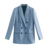 Mulher calça ternos escritório senhora blazer dois pedaço conjunto de casaco de terno duplo jaqueta alta cintura alta calça 210421